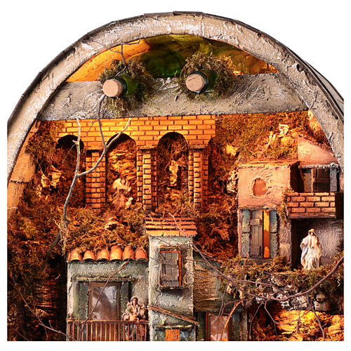 Wine cellar with fountain and lights, 8 cm Neapolitan Nativity Scene, 85x60x30 cm 4