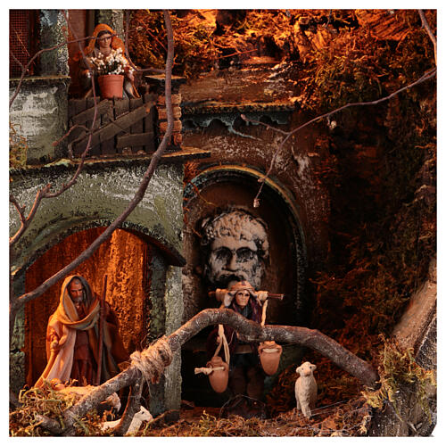 Wine cellar with fountain and lights, 8 cm Neapolitan Nativity Scene, 85x60x30 cm 7