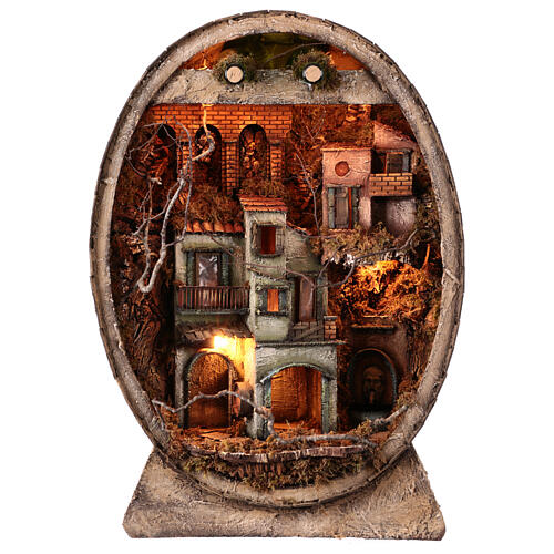 Wine cellar with fountain and lights, 8 cm Neapolitan Nativity Scene, 85x60x30 cm 8