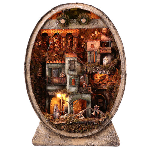 Nativity scene cellar 8 cm LED fountain 85x60x35 cm Neapolitan 1