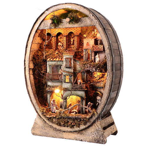 Nativity scene cellar 8 cm LED fountain 85x60x35 cm Neapolitan 3