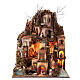 Neapolitan Nativity Scene with mill and waterfall, LED lights, 90x70x50 cm, for 8 cm characters s1