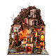 Neapolitan Nativity Scene with mill and waterfall, LED lights, 90x70x50 cm, for 8 cm characters s10