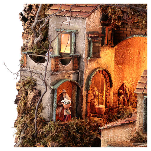 Neapolitan nativity village waterfall mill 8 cm LED 90x70x50 cm 7