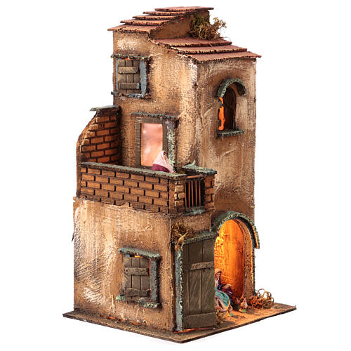Caseggiato luci led presepe napoletano 6 cm 35x20x20 cm 3