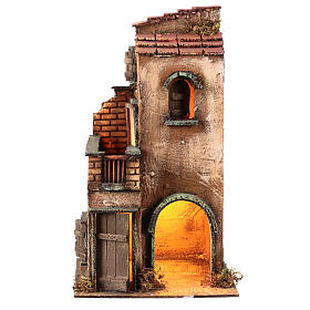 Häuserblock, neapolitanischer Stil, mit Beleuchtung, für 6 cm Krippe, 35x20x20 cm