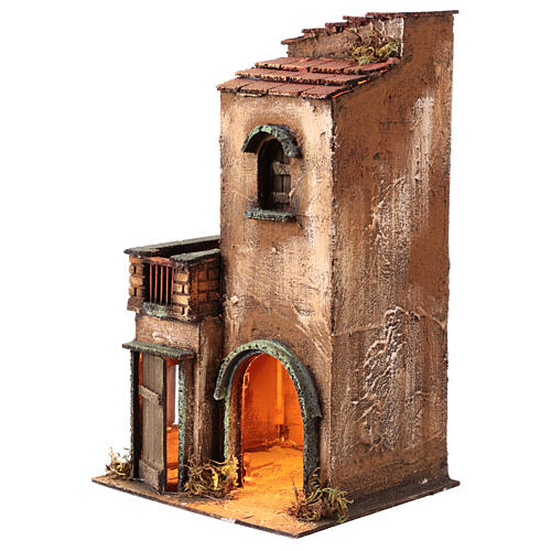 Caseggiato presepe 6 cm luce led 35x20x20 cm napoletano 2