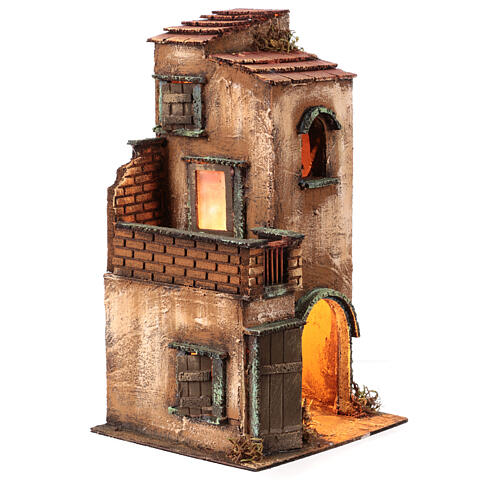 Caseggiato presepe 6 cm luce led 35x20x20 cm napoletano 3