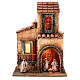 Two-storey house with Nativity of 6 cm and LED lights, Neapolitan Nativity Scene, 30x20x20 cm s1