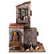 Grey house with LED lights and 6 cm figurines, Neapolitan Nativity Scene, 35x25x25 cm s1