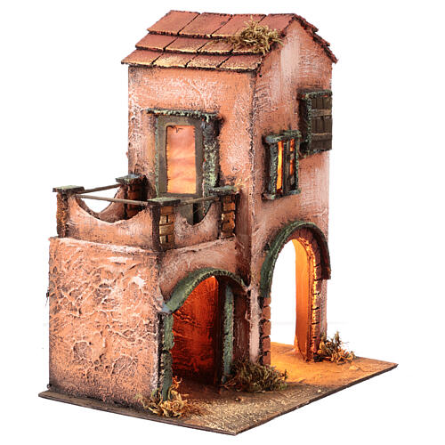 Townhouse for nativity scene 6 cm Neapolitan LED 30x25x20 cm 3