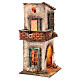 Haus, 2 Stockwerke, seitlicher Balkon, Krippenszenerie, neapolitanischer Stil, 8 cm Krippe, Beleuchtung, 30x15x15 cm s3