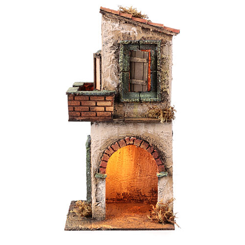 Two-storey small house for 8 cm Neapolitan Nativity Scene, 30x15x15 cm 1
