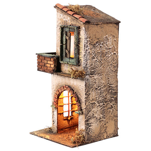 Two-storey small house for 8 cm Neapolitan Nativity Scene, 30x15x15 cm 2