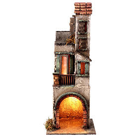 Three-storey house with balconies for 6 cm Neapolitan Nativity Scene, 35x15x15 cm