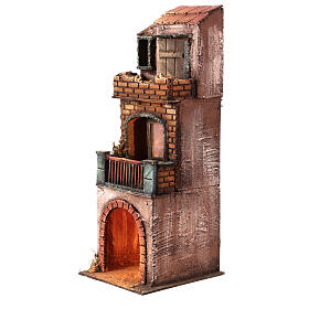 Casa de tijolos três andares 40x15x15 cm presépio napolitano 8 cm