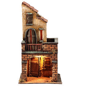 Maison briques et crépi crèche napolitaine 6 cm 35x20x15 cm