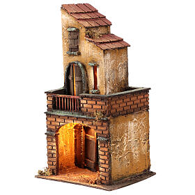 Maison briques et crépi crèche napolitaine 6 cm 35x20x15 cm