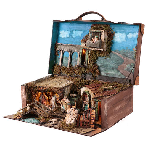 Suitcase with 6 cm Neapolitan Nativity Scene, 30x35x30 cm 3