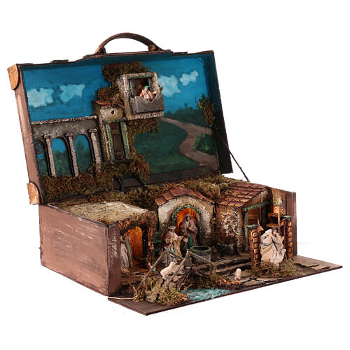 Suitcase with 6 cm Neapolitan Nativity Scene, 30x35x30 cm 4