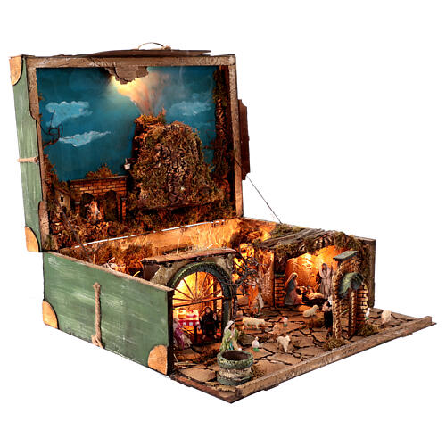 Big suitcase with complete Neapolitan Nativity Scene of 6 cm characters, 55x60x60 cm 5