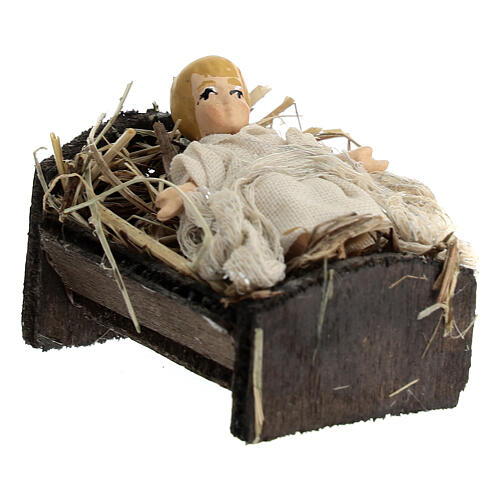 Baby Jesus figurine in manger Neapolitan nativity 10 cm terracotta 2