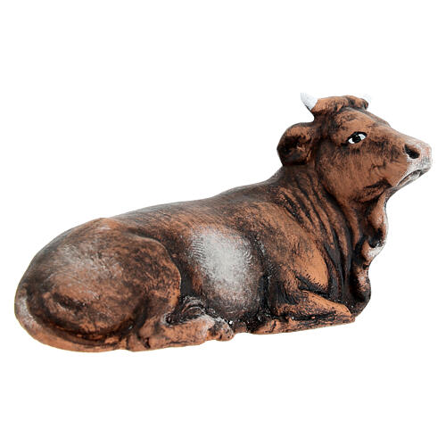 Santon Boeuf Accroupi Pour Crèche De Noël - PVC Peint à La Main, Hauteur 10 Cm