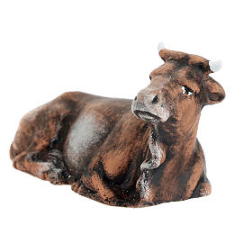 Neapolitan nativity ox terracotta 10 cm hand painted