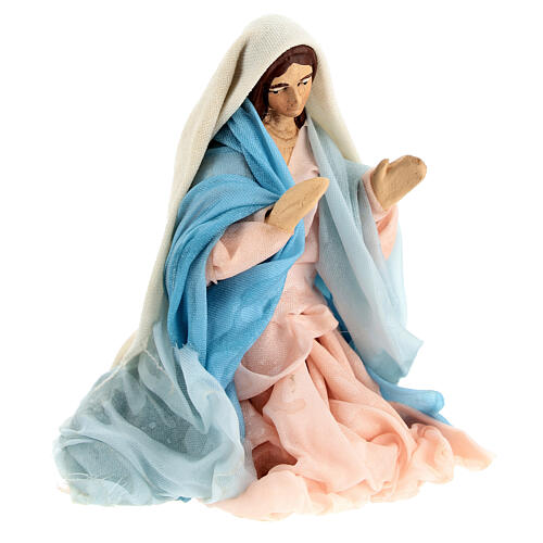 Vierge Marie crèche napolitaine 10 cm terre cuite tissu 2