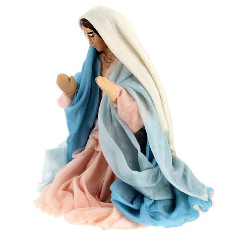 Vierge Marie crèche napolitaine 10 cm terre cuite tissu 3