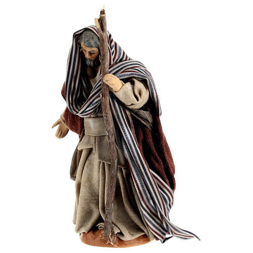 St Joseph with his stick for 10 cm Neapolitan Nativity Scene, terracotta 2