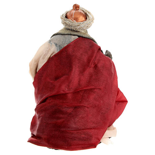 Moor Wise Man on his knees for 10 cm Neapolitan Nativity Scene, terracotta 4