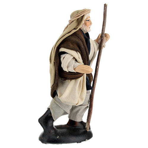 Uomo con bastone presepe terracotta 10 cm napoletano 2