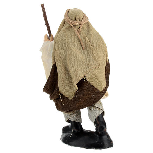 Uomo con bastone presepe terracotta 10 cm napoletano 4