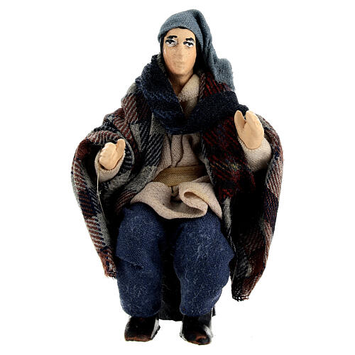 Homme assis pour crèche napolitaine terre cuite 10 cm 1