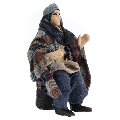 Homme assis pour crèche napolitaine terre cuite 10 cm 2