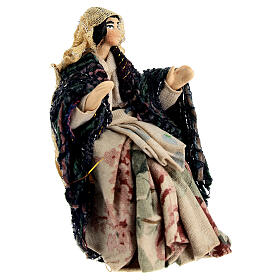 Woman sitting on a stool, 10 cm terracotta Neapolitan Nativity Scene