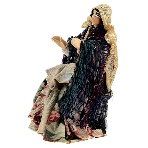 Woman sitting on a stool, 10 cm terracotta Neapolitan Nativity Scene 3