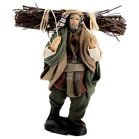 Bûcheron avec bois pour crèche napolitaine terre cuite 10 cm