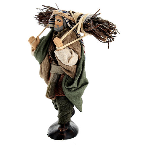 Boscaiolo con legna per presepe napoletano 10 cm  2