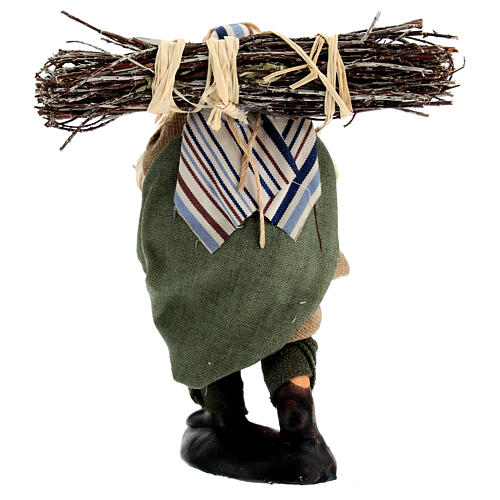 Boscaiolo con legna per presepe napoletano 10 cm  4