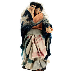 Femme avec enfant à bras pour crèche napolitaine terre cuite 10 cm