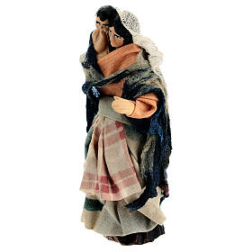 Femme avec enfant à bras pour crèche napolitaine terre cuite 10 cm