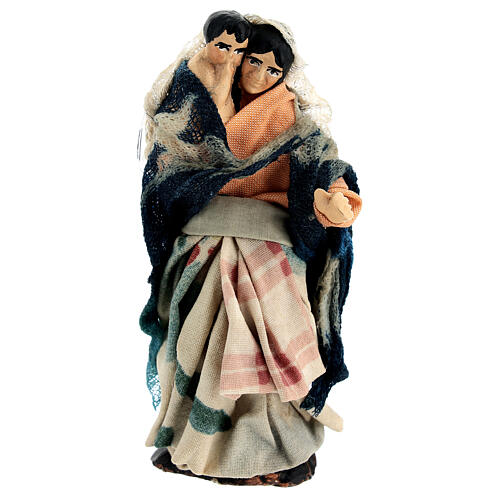Woman with child in her arms Neapolitan nativity scene 10 cm 1