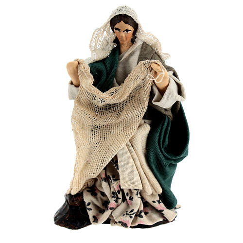 Frau, Wäsche zusammenlegend, neapolitanischer Stil, für 10 cm Krippe 1