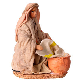 Kneeling laundress terracotta nativity scene 10 cm Neapolitan style