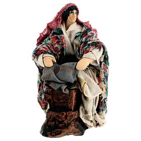 Laundress figurine for Neapolitan nativity terracotta 10 cm