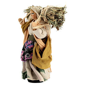 Woman with hay for 10 cm Neapolitan Nativity Scene