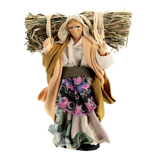 Woman with straw 10 cm traditional Neapolitan style nativity scene 1