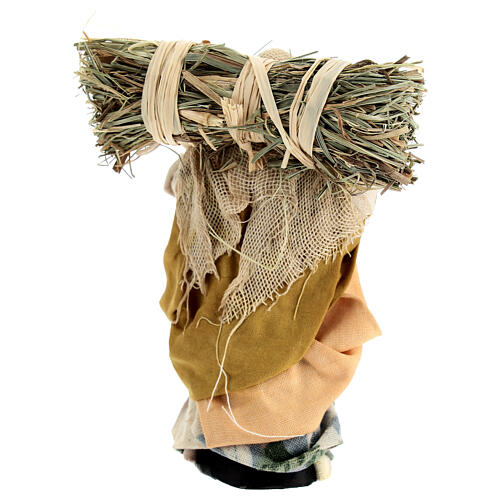 Woman with straw 10 cm traditional Neapolitan style nativity scene 4